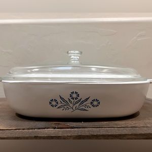 Corningware Cornflower 10” casserole with lid.